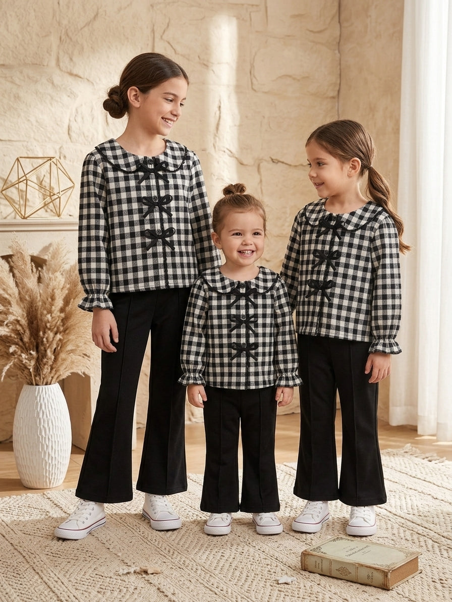 Conjunto Niña Cuadros Vichy y Pantalón Acampanado | Moda Infantil | Sonajero Kids