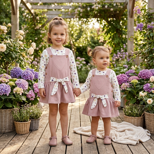 Pichi Rosa y Camiseta Floral Niña | Sonajero Kids