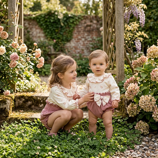 Conjunto de Blusa Floral y Braguita con Lazo Infantil | Sonajero Kids