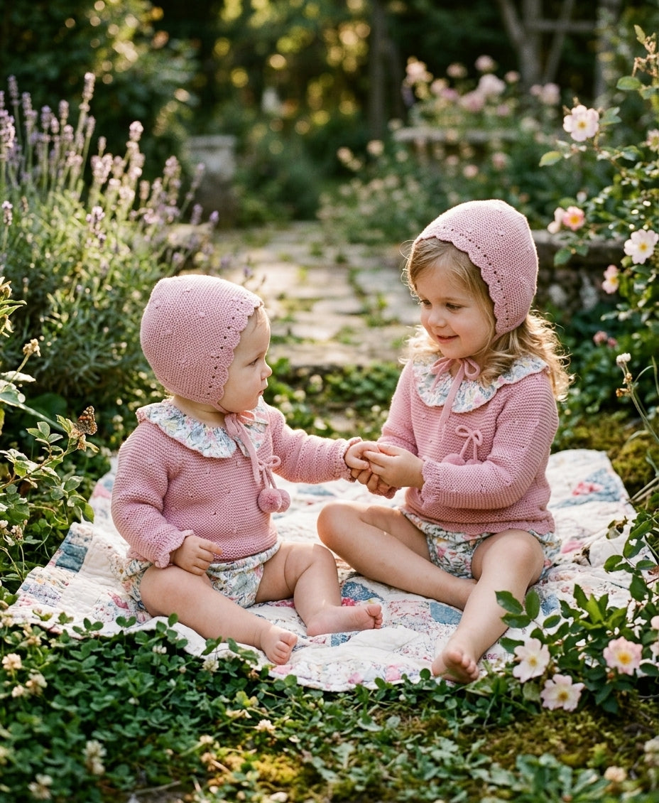 Conjunto Bebe Punto Rosa y Flores con Capota | Tienda Infantil | Soanajero Kids