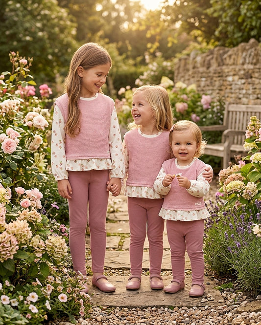 Conjunto Floral Rosa Empolvado para Niña | Ropa Infantil | Sonajero Kids