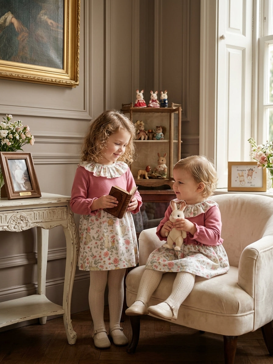 Vestido Infantil de Punto y Flores | Moda Bebe y Niña | Sonajero Kids