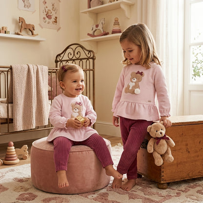 Conjunto Infantil 2 Piezas Oso Rosa y Pana | Sonajero Kids