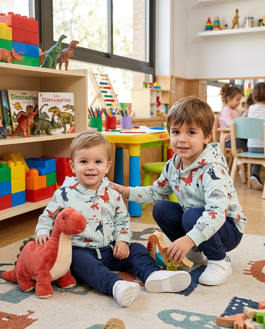 Conjunto Bebé Niño Dinosaurios con Capucha | Sonajero Kids