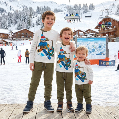 Conjunto Infantil "Snowboarding Friends" | Camiseta y Pantalón Jogger | Snanjero Kids
