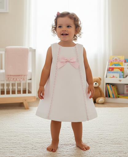 Vestido Piqué Blanco Rosa