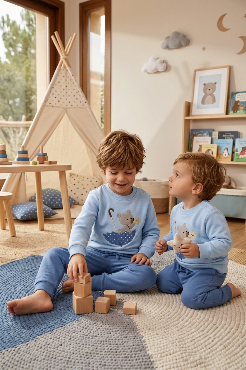 Conjunto Chándal Osito Infantil Azul | Sonajero Kids