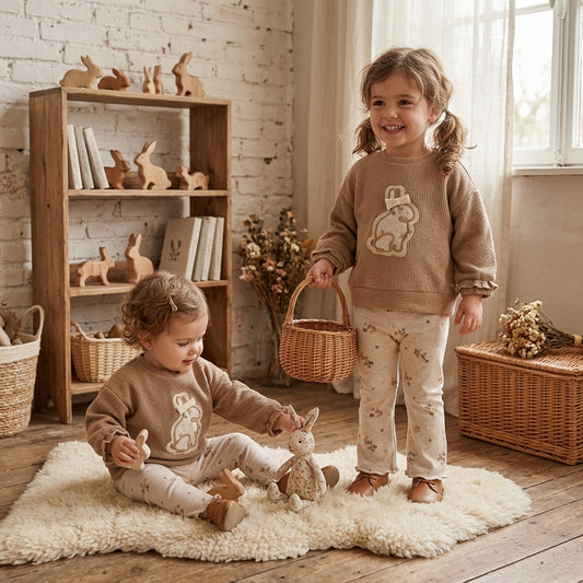 Conjunto Infantil Conejito Moka | Moda Bebé y Niña | Sonajero Kids