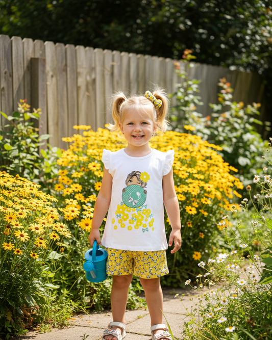 Conjunto Short Flores Amarillo