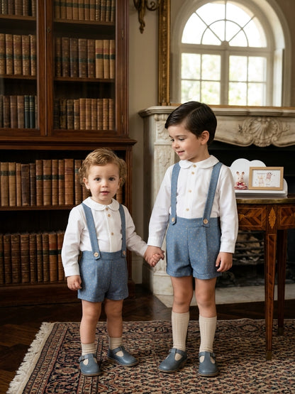 Conjunto Infantil de Vestir Azul y Blanco | Ropa Elegante Bebé | Sonajero Kids