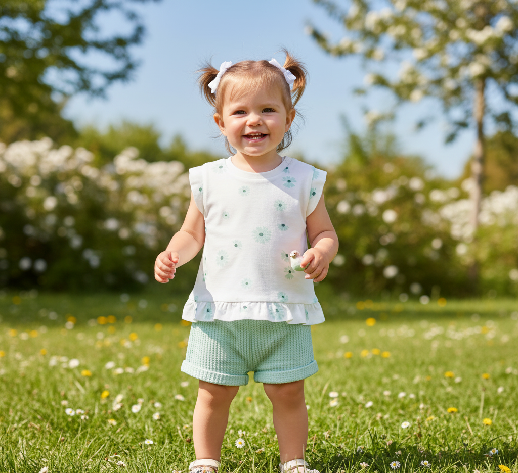 Conjunto Short Flores Menta