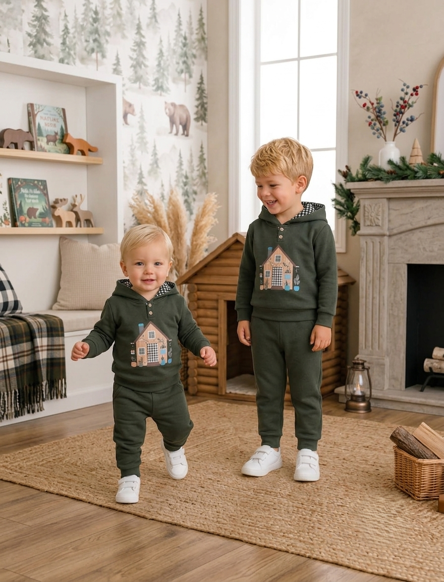 Conjunto Chándal Infantil Cabaña Verde Oliva | Sonajero Kids