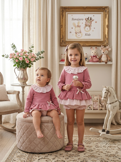 Conjunto Infantil Rosa Viejo y Vichy | Sonajero Kids