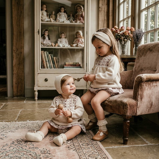 Conjunto Infantil de Punto y Braguita Floral Calamaro | Sonajero Kids