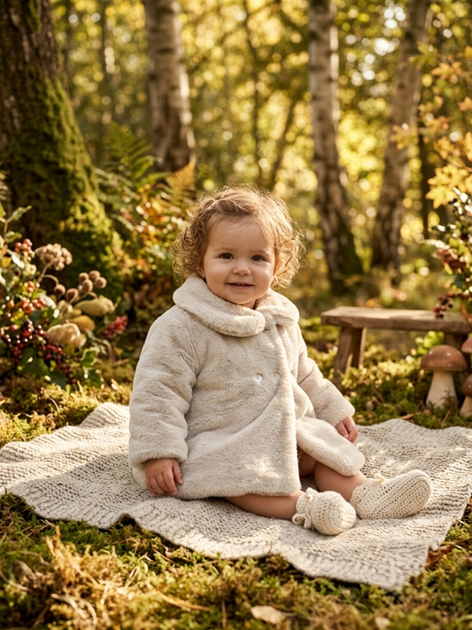 Abrigo de Pelo Sintético Beige para Bebé Niña | Sonajero Kids