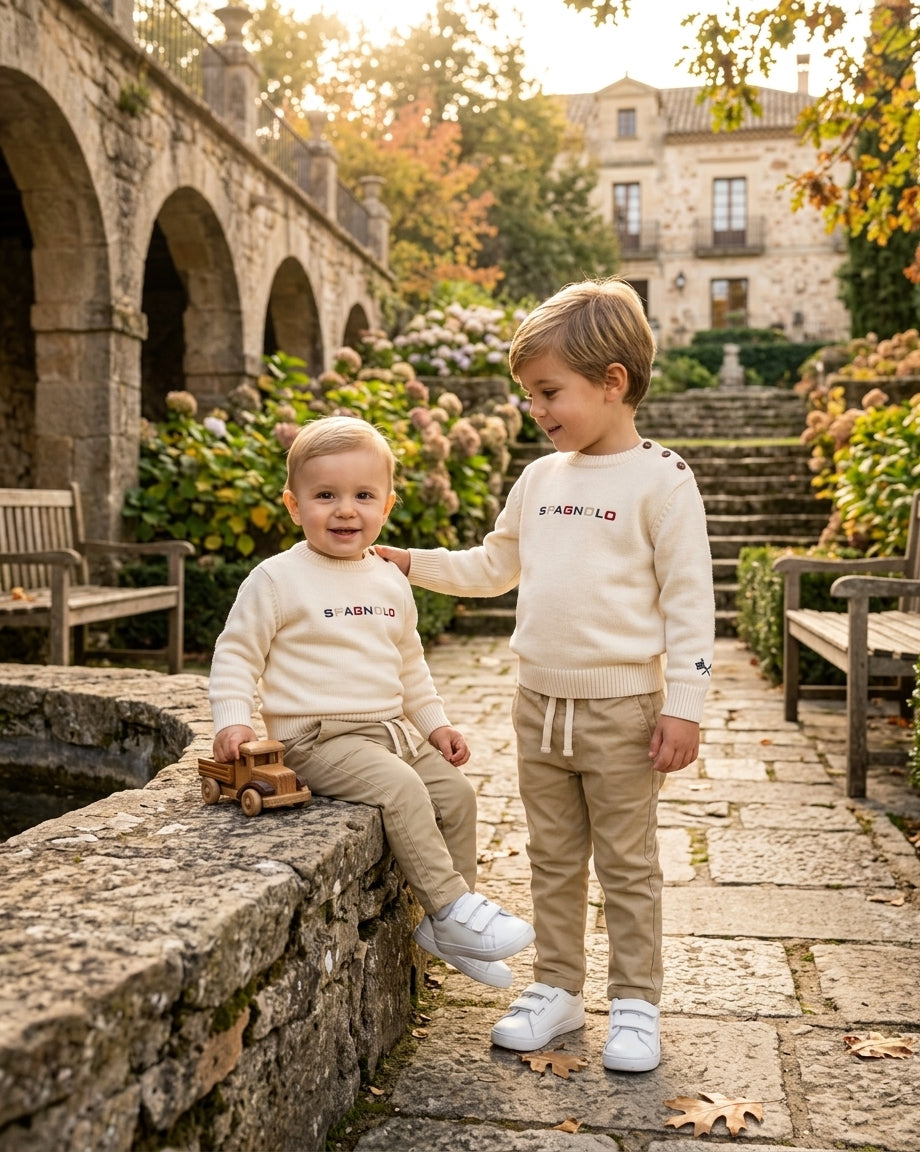 Conjunto Infantil Jersey y Pantalón Beige Spagnolo | Sonajero Kids