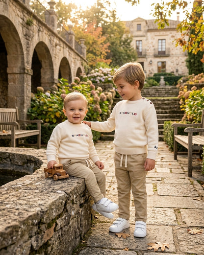 Conjunto Infantil Jersey y Pantalón Beige Spagnolo | Sonajero Kids