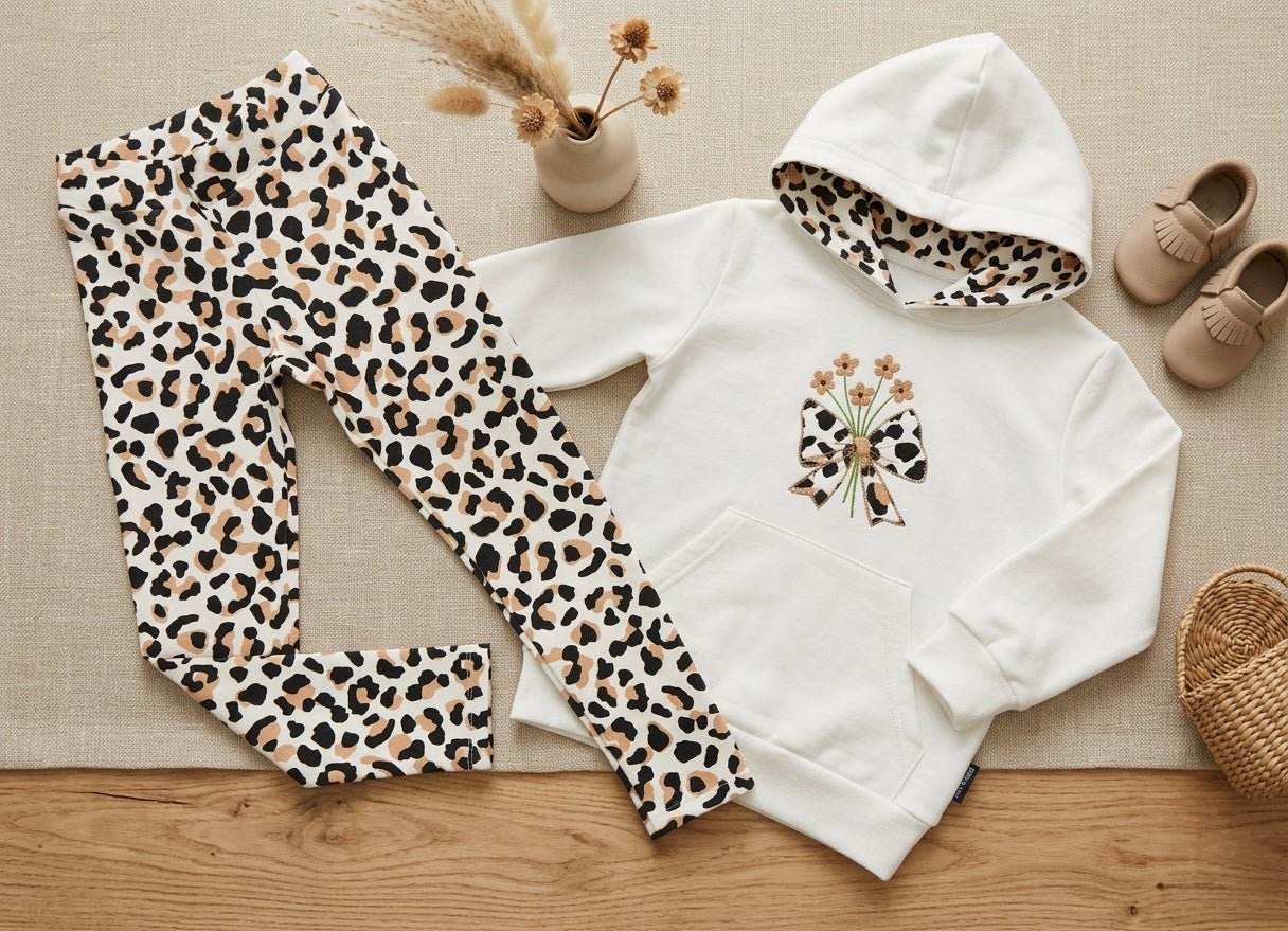 Conjunto Leggins Lazo Flores Blanco