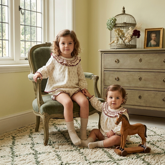 Conjunto de Ranita y Blusa con Nido de Abeja Niña | Sonajero Kids