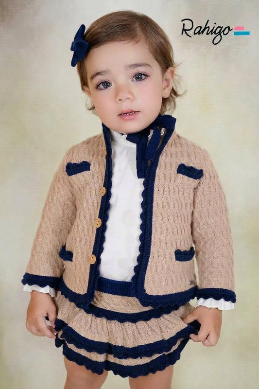 Conjunto Infantil Beige y Azul Marino Rahigo | Moda Infantil | Sonajero Kids