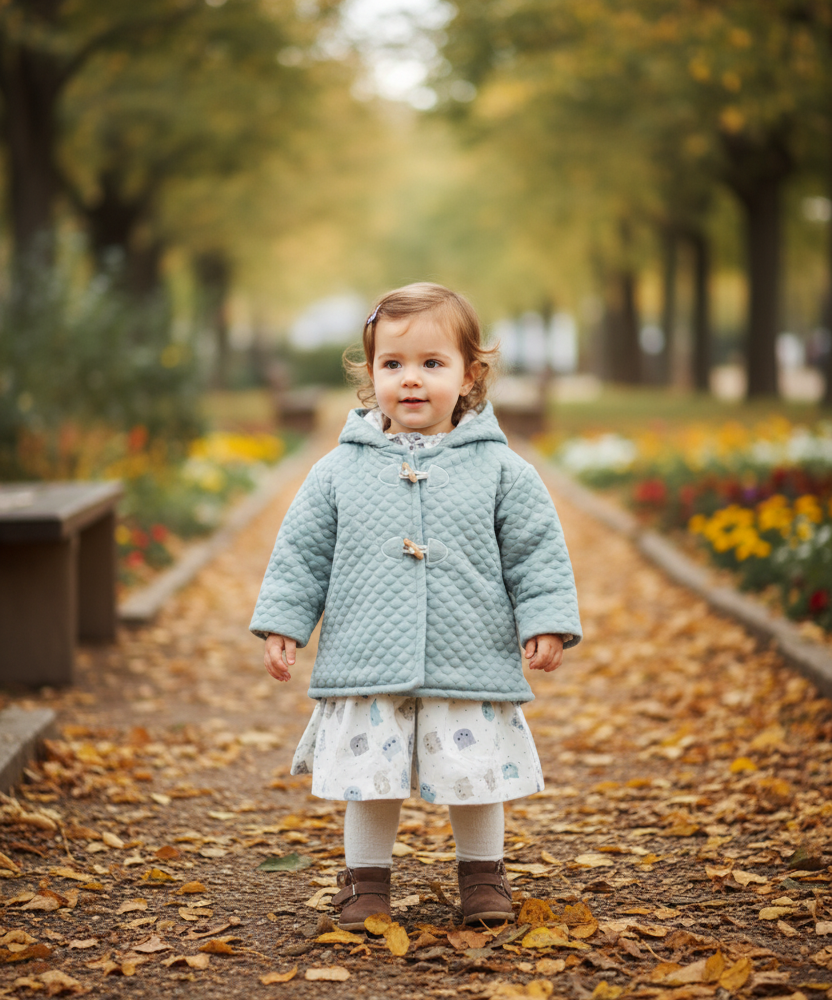 Conjunto Abrigo Vestido Gatitos