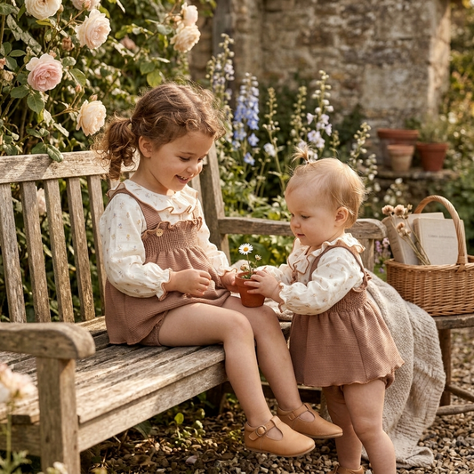 Conjunto Dulce de Punto Marrón y Blusa Floral Infantil | Sonajero Kids