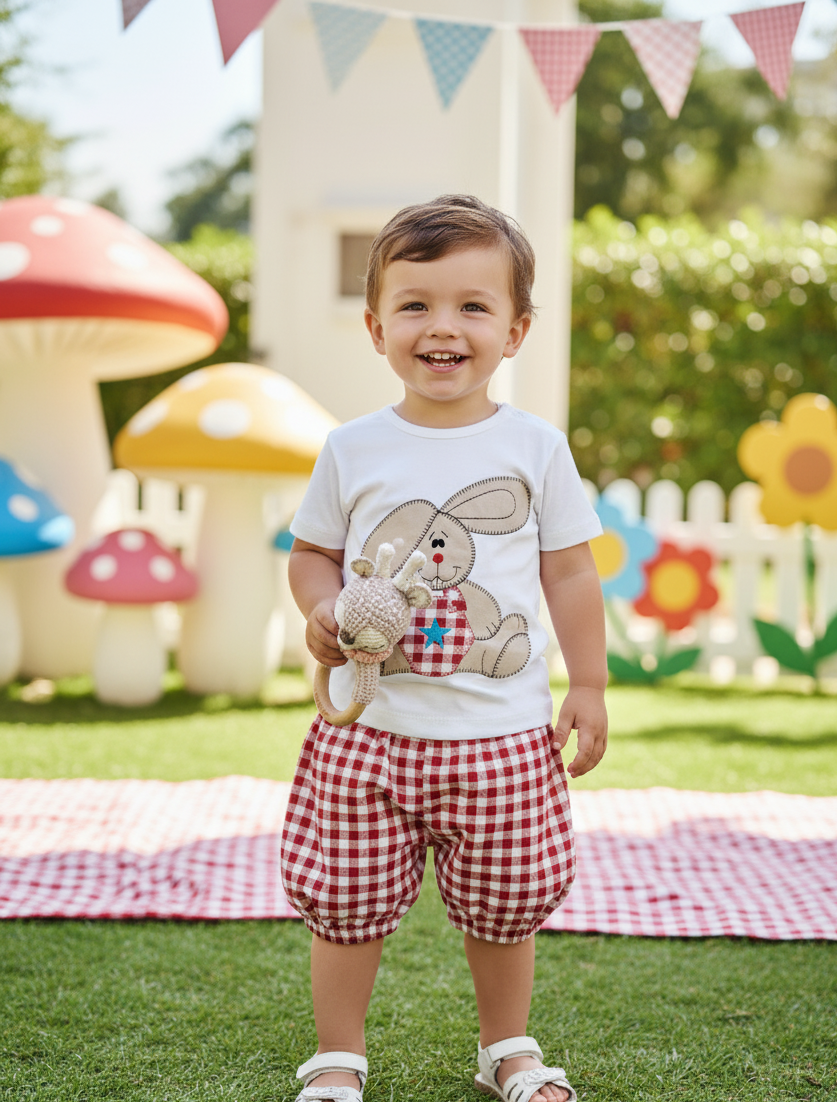 Conjunto Niño Conejo Rojo