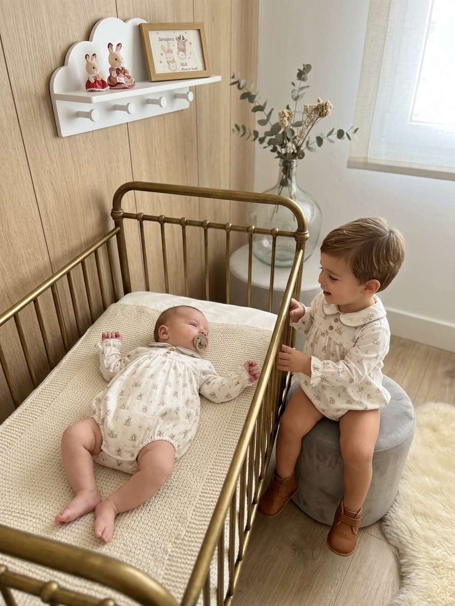 Pelele Crudo con Estampado de Liebres y Cuello Bebé | Sonajero Kids