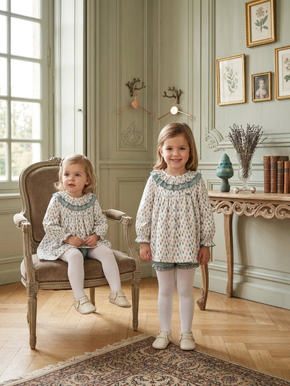 Conjunto Infantil de Blusón y Bombacho Vichy | Moda Infantil Clásica | Sonajero Kids