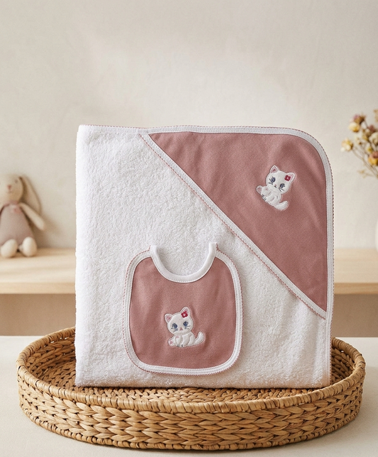 Set Capa Baño Babero Gatito