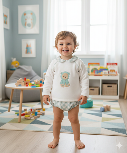 Conjunto Pololo Niño Osito Menta