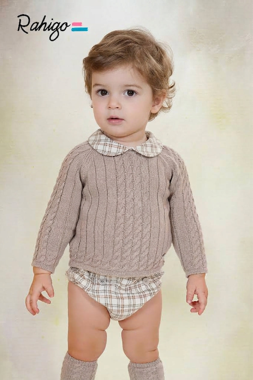 Conjunto de Punto Topo Rahigo con Cuello de Cuadros | Sonajero Kids