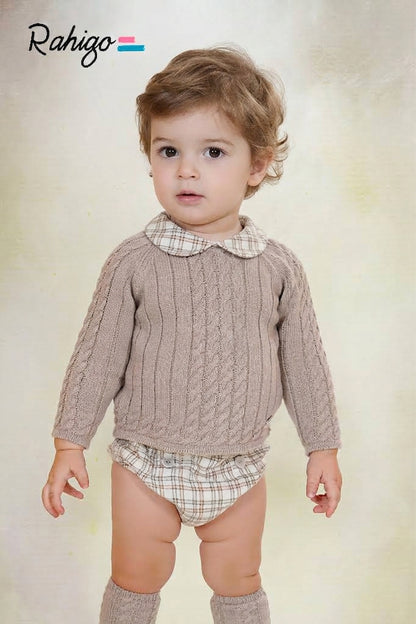 Conjunto de Punto Topo Rahigo con Cuello de Cuadros | Sonajero Kids