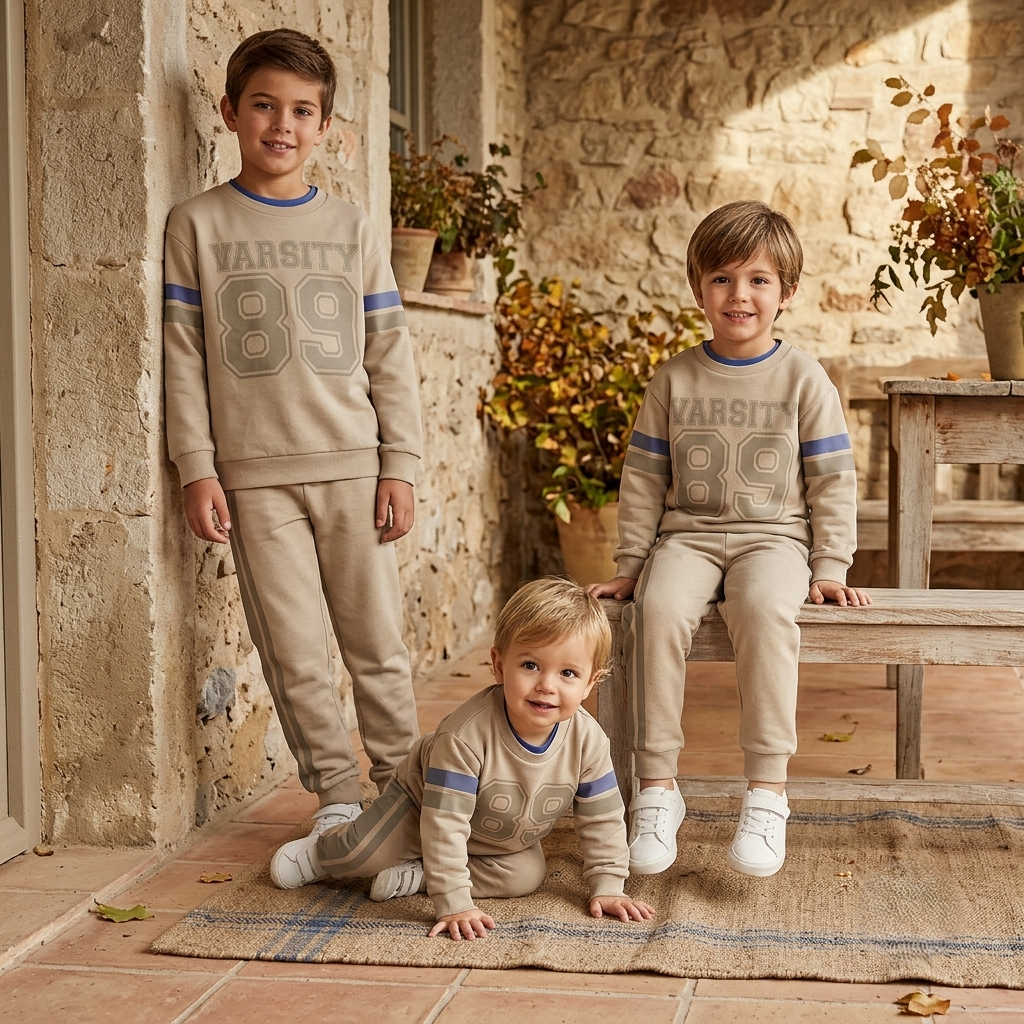 Conjunto Deportivo Infantil Beige Varsity 89 | Sonajero Kids