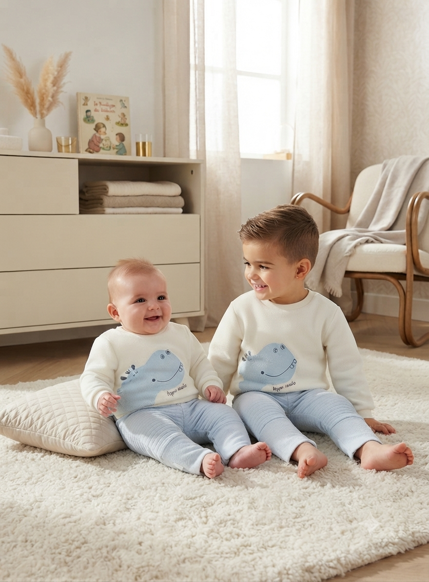 onjunto de Bebé Hipopótamo | Sudadera y Pantalón Cómodo | Sonajero Kids