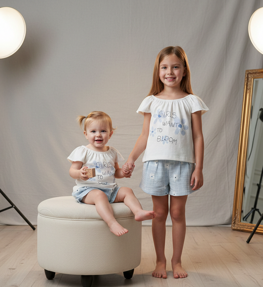 Conjunto Camiseta y Short de margaritas