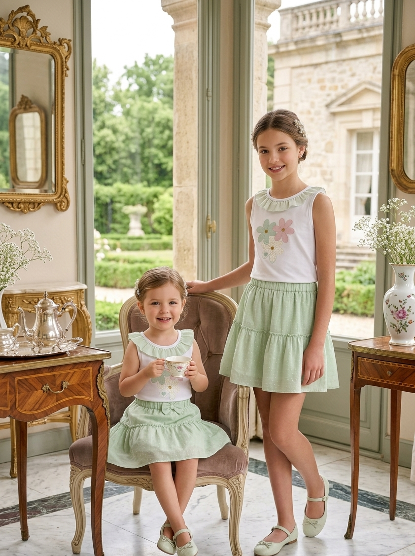 Conjunto Falda Flores De Menta