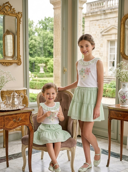 Conjunto Falda Flores De Menta