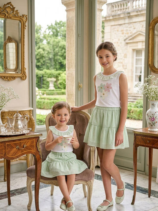 Conjunto Falda Flores De Menta