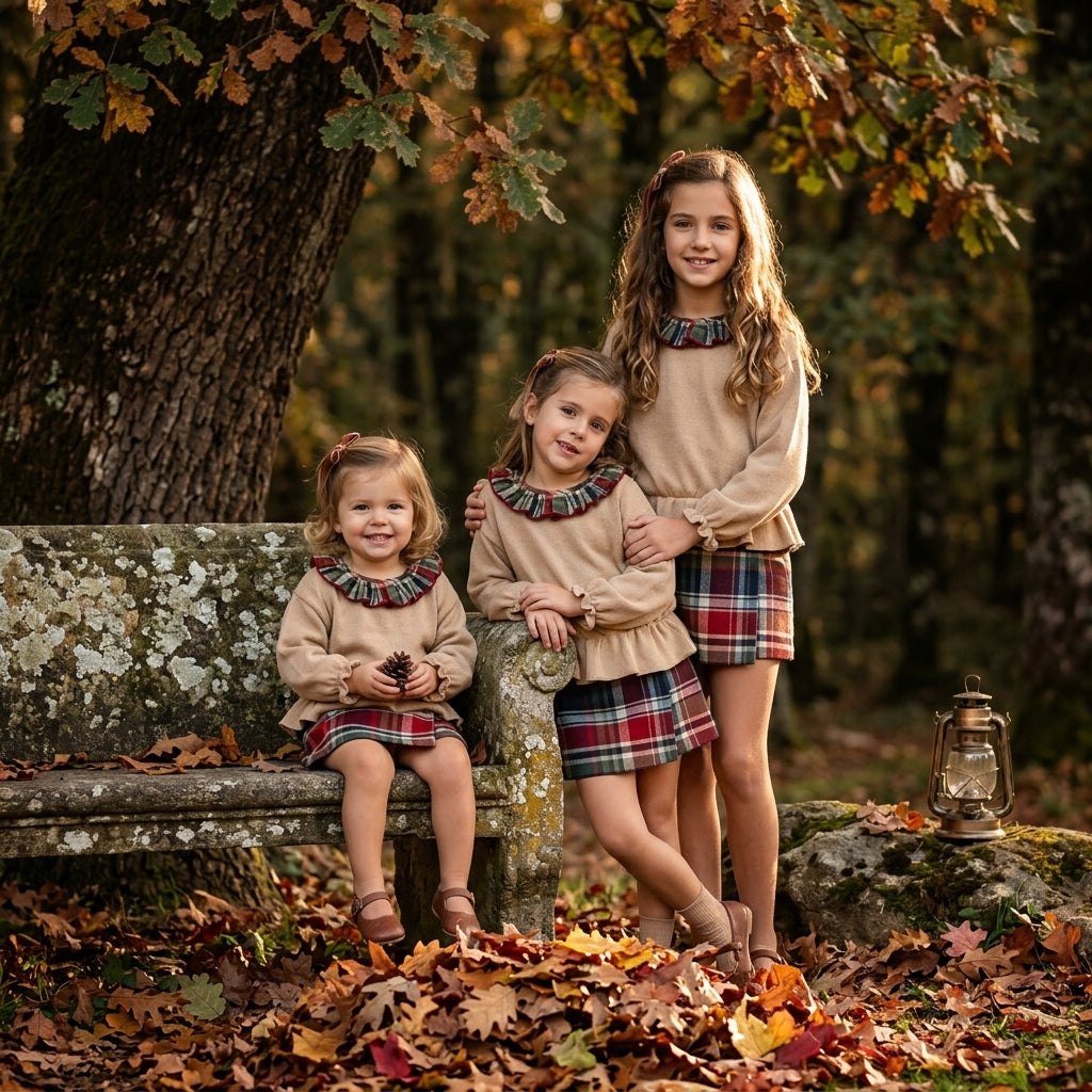 Conjunto Infantil Tartán y Beige | Sonajero Kids