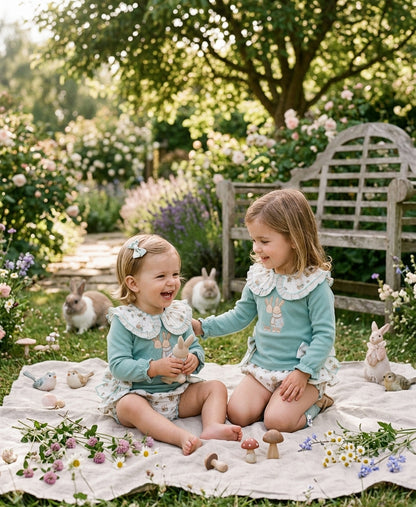 Conjunto Infantil Verde Agua Conejitos | Moda Infantil | Sonajero Kids