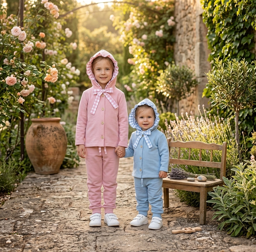Conjunto Infantil con Capucha y Cuadros Vichy | Moda Bebé y Niños | Soanjero Kids