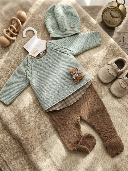 P.Puesta Vichy Mint Chocolate con Gorro -Pangasa Baby