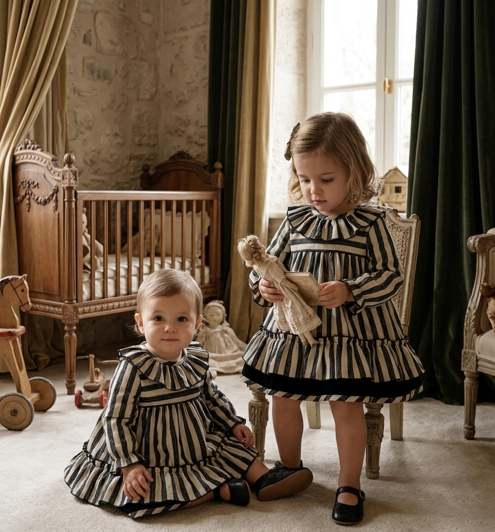 Jesusito Rayas Carbón y Beige | Moda Infantil Sonajero Kids