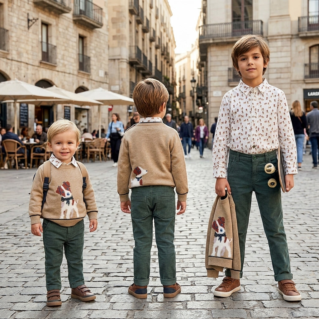 Conjunto Infantil de Punto y Pantalón de Pana Verde | Boboli | Sonajero Kids