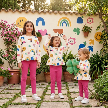 Conjunto Infantil Sudadera Estampada y Leggings Rosa | Moda Niña | Sonajero Kids