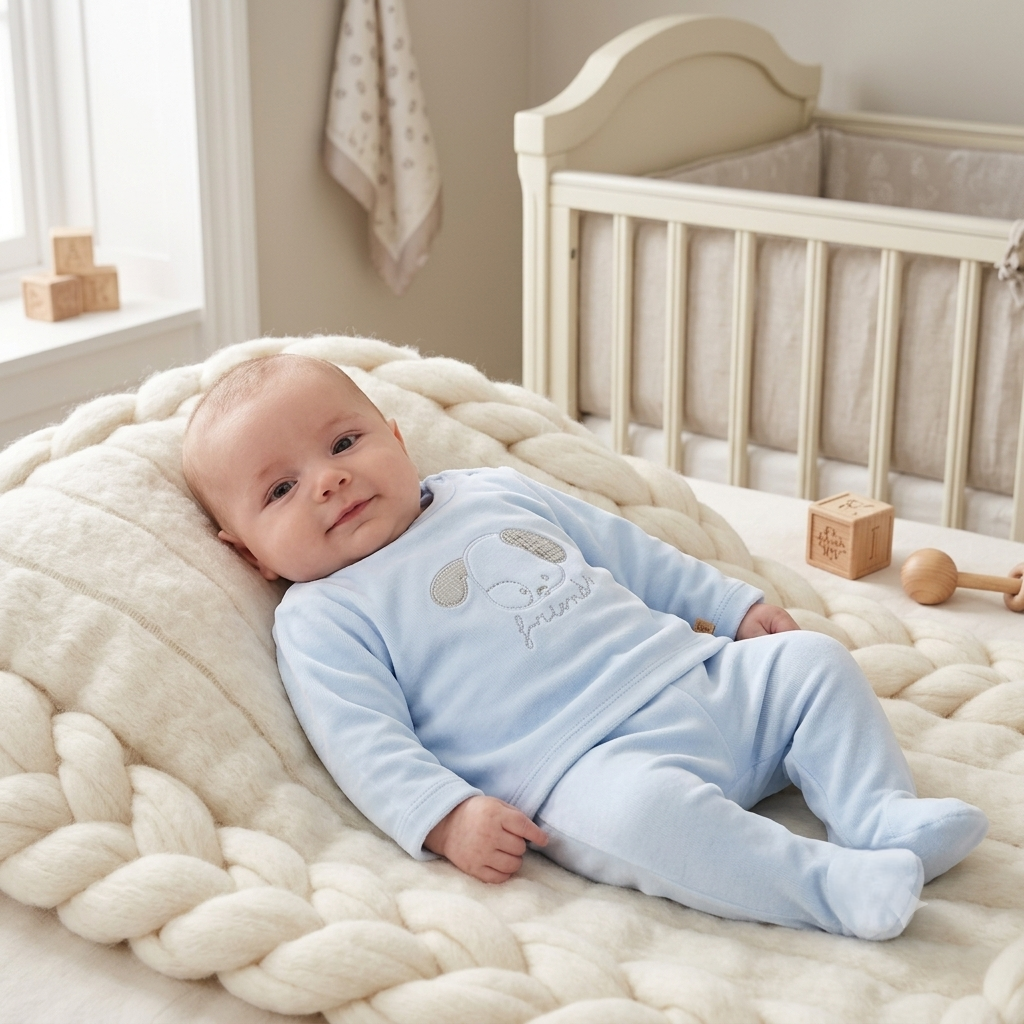 Conjunto Dos Piezas Azul Pastel para Bebé con Pies | Sonajero Kids | Calamaro Baby