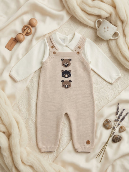 Peto de Punto Beige para Bebé con Ositos | Moda Infantil | Sonajero Kids