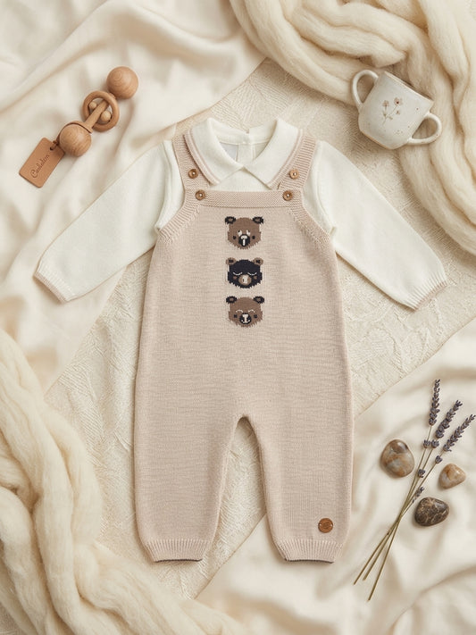Peto de Punto Beige para Bebé con Ositos | Moda Infantil | Sonajero Kids