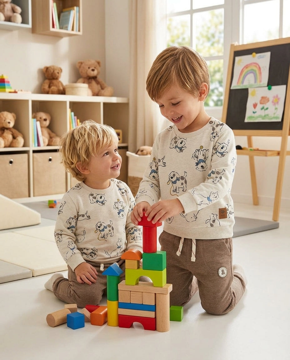 Conjunto Infantil Sudadera Perritos y Jogger | Sonajero Kids